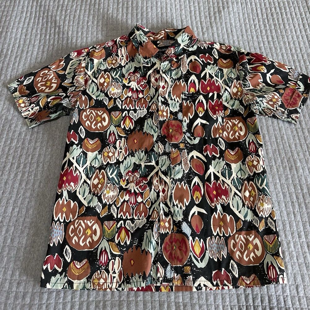 Brixton Men’s M Multicolor Floral Cotton Blend Short Sleeve Button-Up Shirt